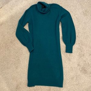 J. Crew emerald green wool blend turtleneck sweater dress, size XS